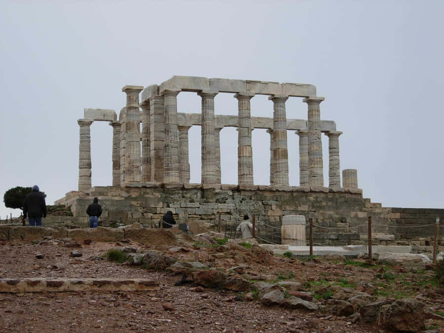 Gray Stone Sounion Temple Ruins Wallpaper