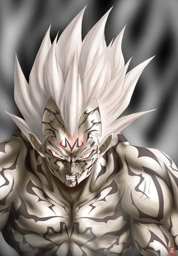 Grayscale Dragon Ball Majin Vegeta Smile Wallpaper