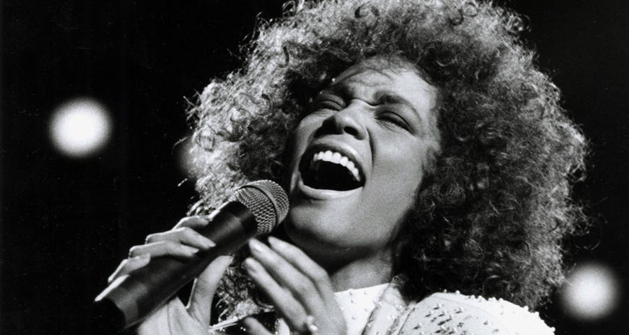 Grayscale Whitney Houston Belting Wallpaper