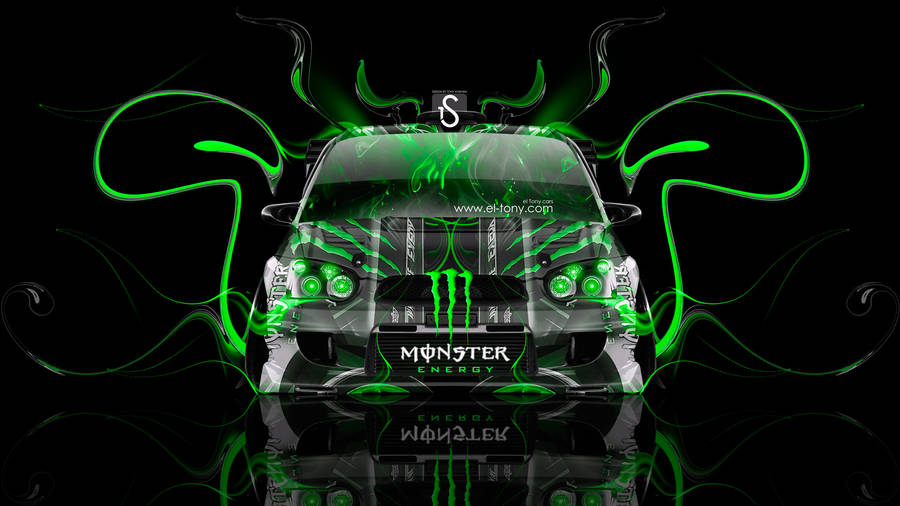 Green And Black Monster Energy Car Wallpaper