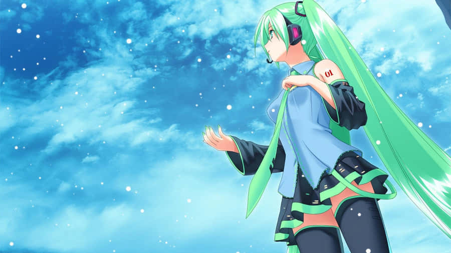 Green Anime Hatsune Miku Codename Cv01 Wallpaper