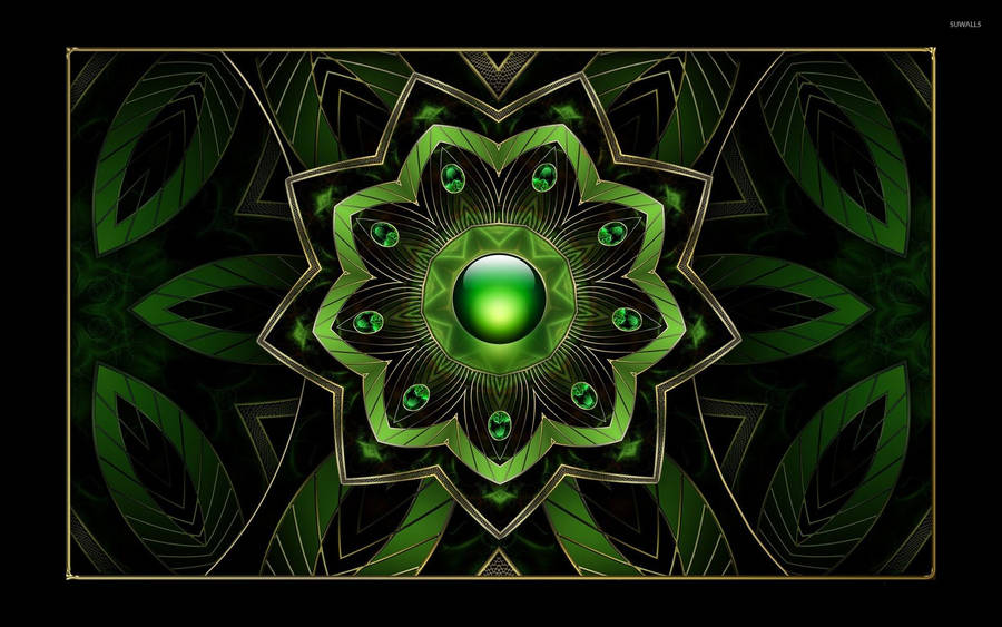 Green Floral Pendant Wallpaper