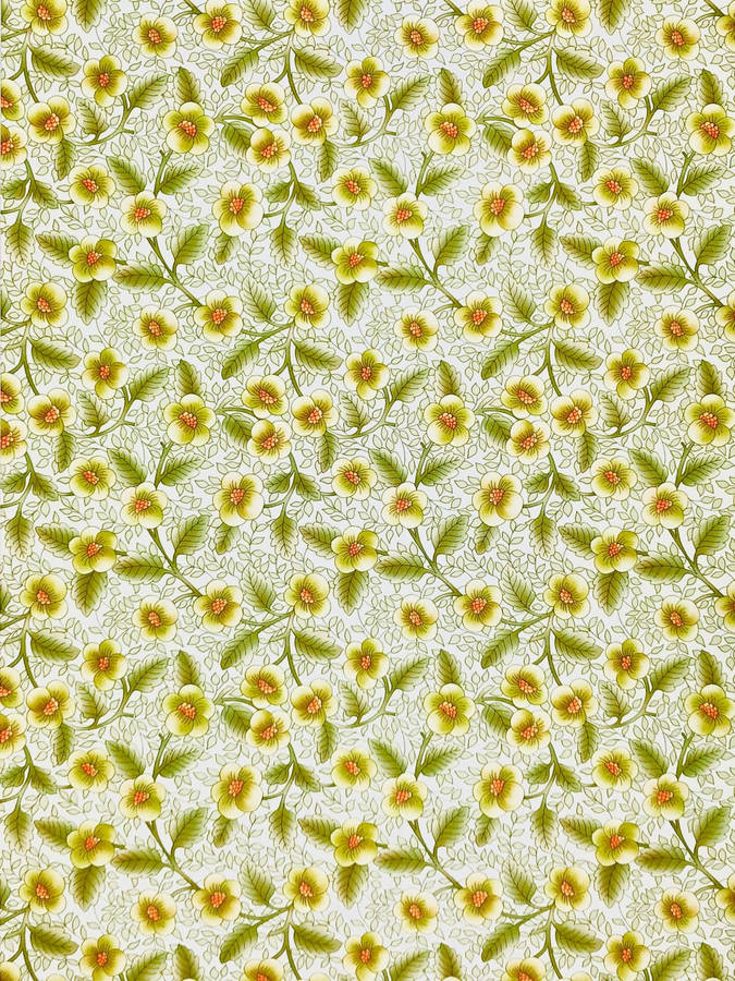 Green Floral Two Leaves Wallpaper