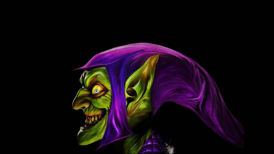 Green Goblin On Black Background Wallpaper