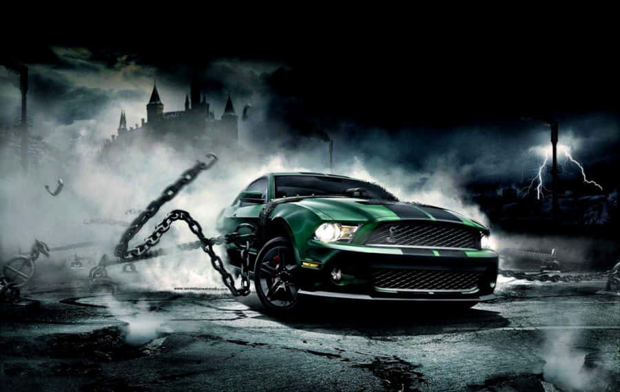 Green Mustang Street Racing Car Wallpaper