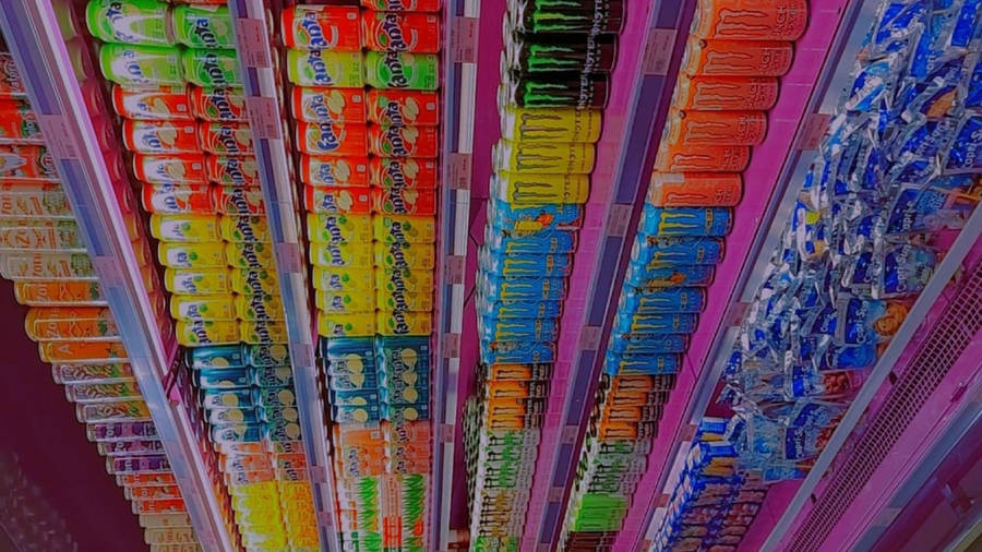 Grocery Store Colorful Sodas Wallpaper