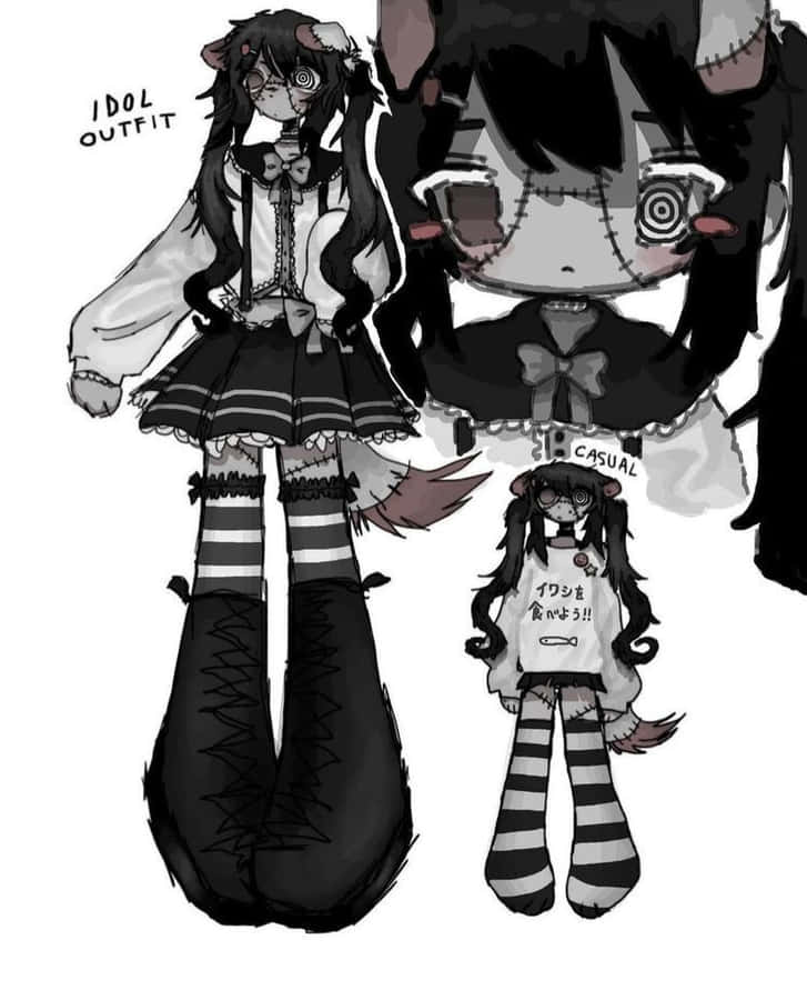 Grunge Cartoon Stitched Emo Cat Doll Wallpaper