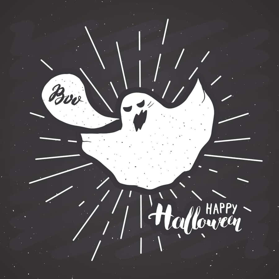 Grunge Style Ghost Halloween Greeting Wallpaper