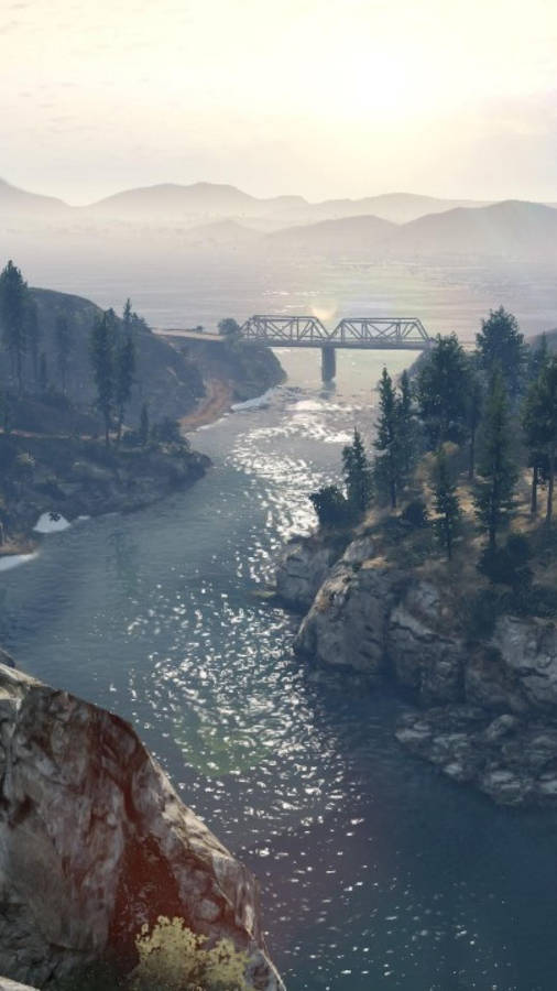 Gta 5 Phone River And Mountains Wallpaper