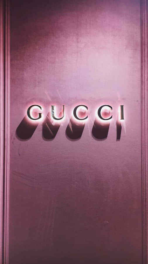 Gucci Logo Pink Backdrop Wallpaper
