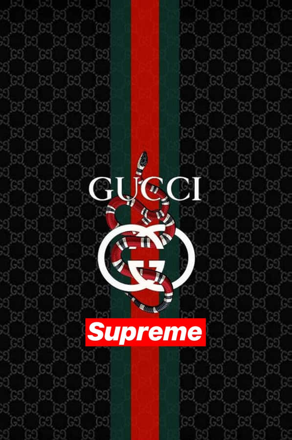 Gucci Supreme Logo On A Black Background Wallpaper