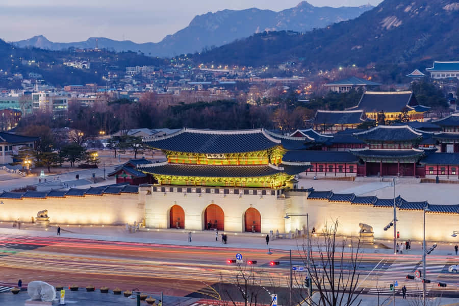 Gyeongbokgung Palace Long Exposure Aerial Photo Wallpaper