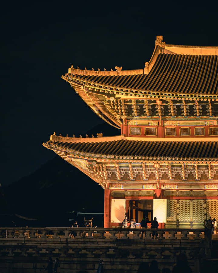 Gyeongbokgung Palace Up Close With Lights Wallpaper