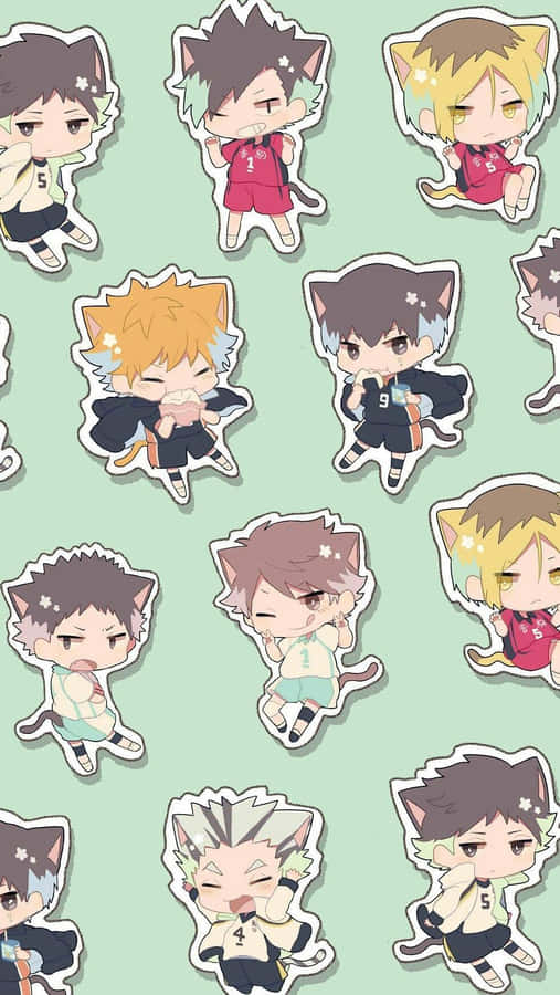 Haikyuu Iphone Animated Chibi Characters Wallpaper