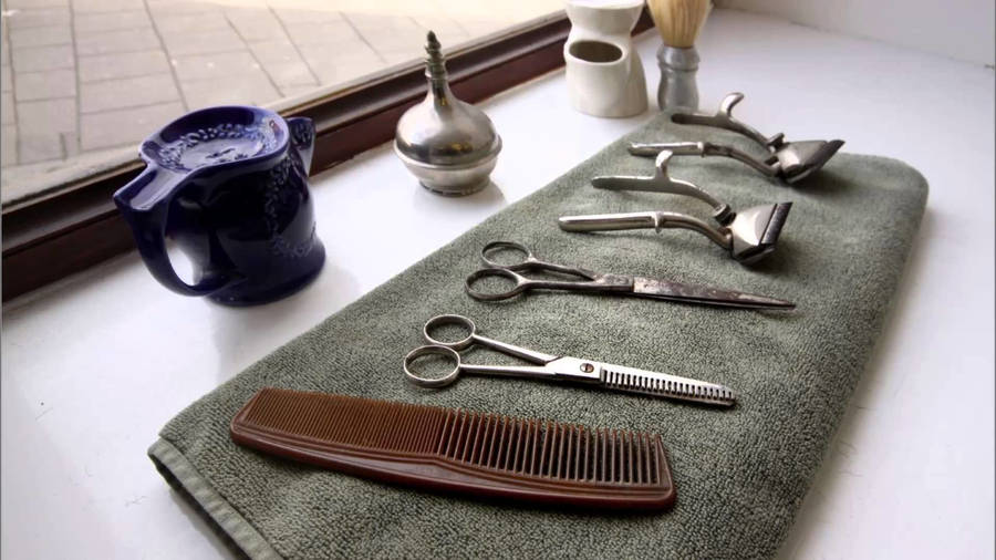 Haircut Tools On Towel Wallpaper