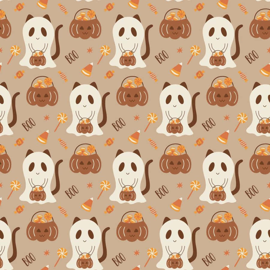 Halloween Ghost Pattern Wallpaper