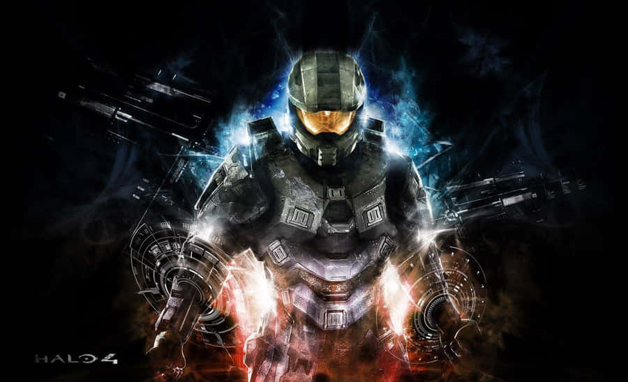 Halo Master Chief Neon Light Wallpaper