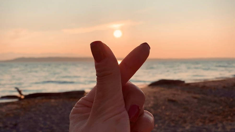 Hand Heart Beach Wallpaper