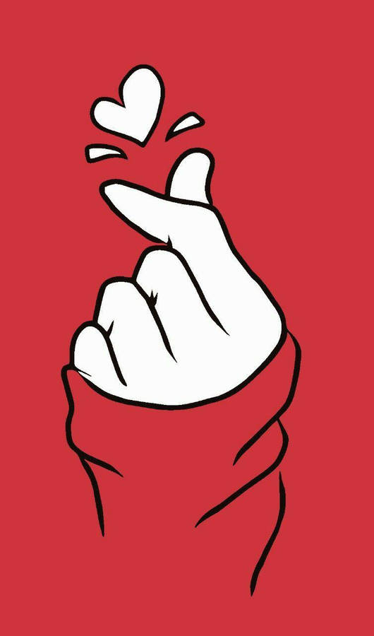 Hand Heart Finger Red Wallpaper