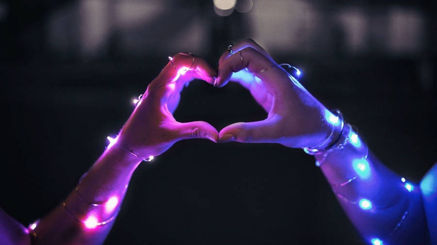 Hand Heart Lights Wallpaper