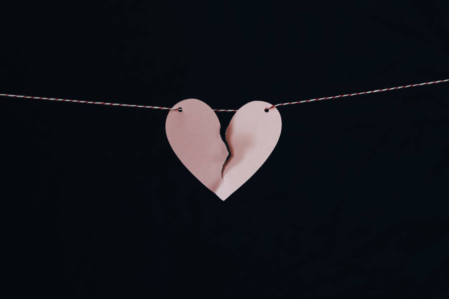 Hanging Pink Broken Heart Wallpaper