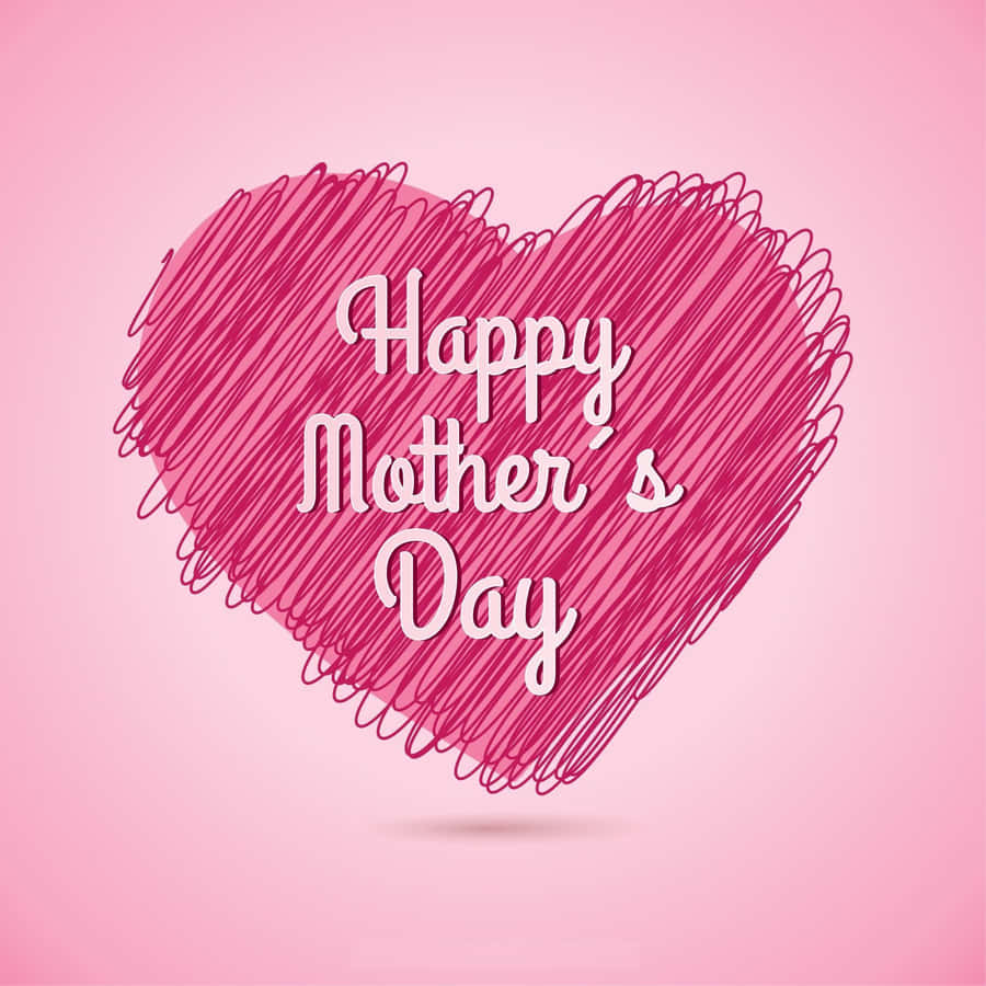 Happy Mothers Day Sketch Pink Heart Hd Wallpaper