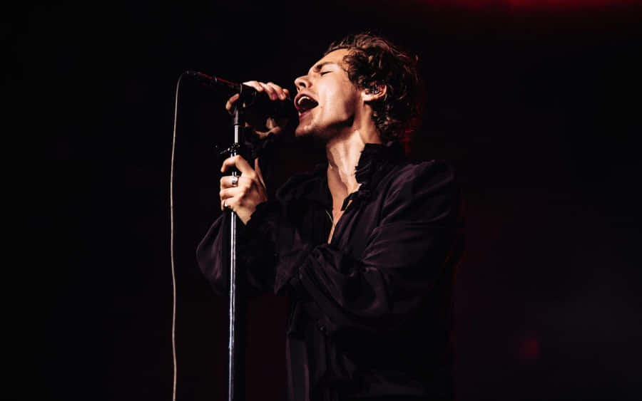 Harry Styles Enjoys The View From His Laptop Wallpaper