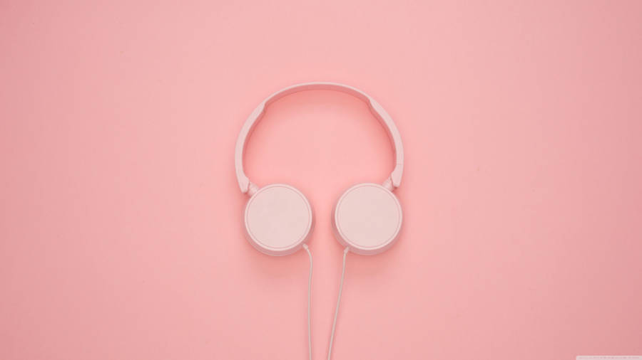 Headphones Aesthetic Pink Desktop Wallpaper