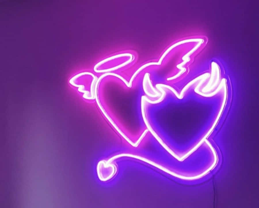 Hearts Neon Lights Tumblr Laptop Wallpaper