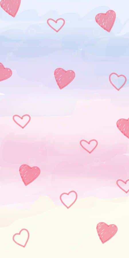 Heartsin Watercolor Background Wallpaper