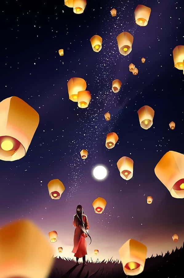 Heaven Officials Blessing Lantern Fly Wallpaper