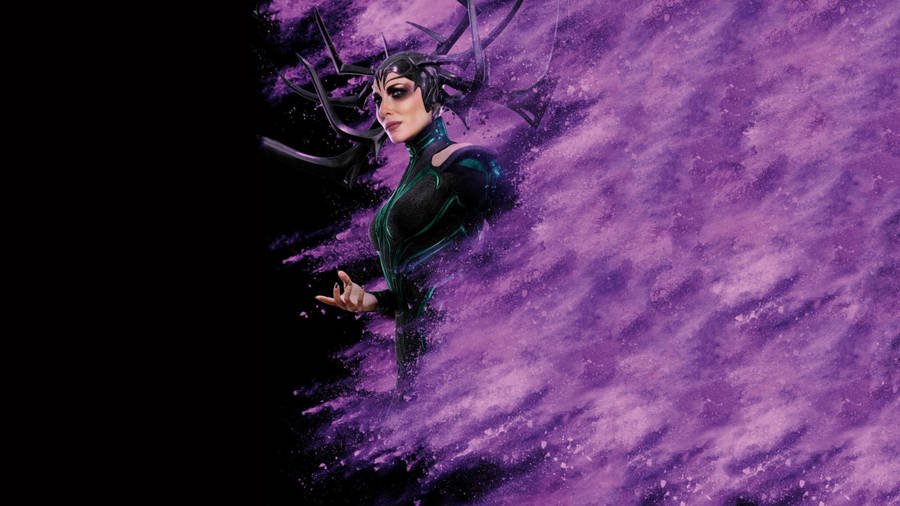 Hela, The Goddess Of Death In Menacing Stance Wallpaper