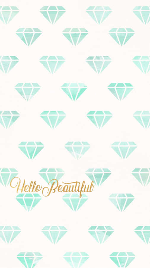 Hello Beautiful Cute Iphone Teal Diamond Patterns Wallpaper