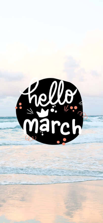 Hello March Calm Beach Digital Art Wallpaper
