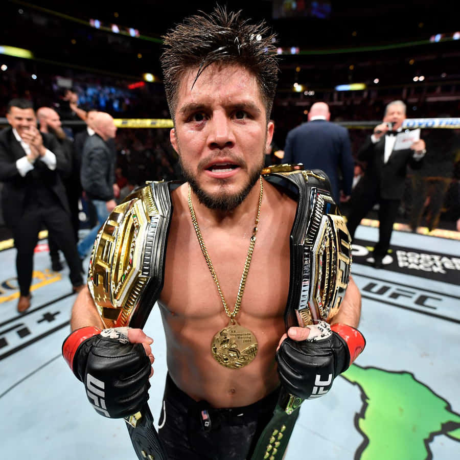 Henry Cejudo Celebrates His Victory And Reign As 2019 Bantamweight Champion Wallpaper