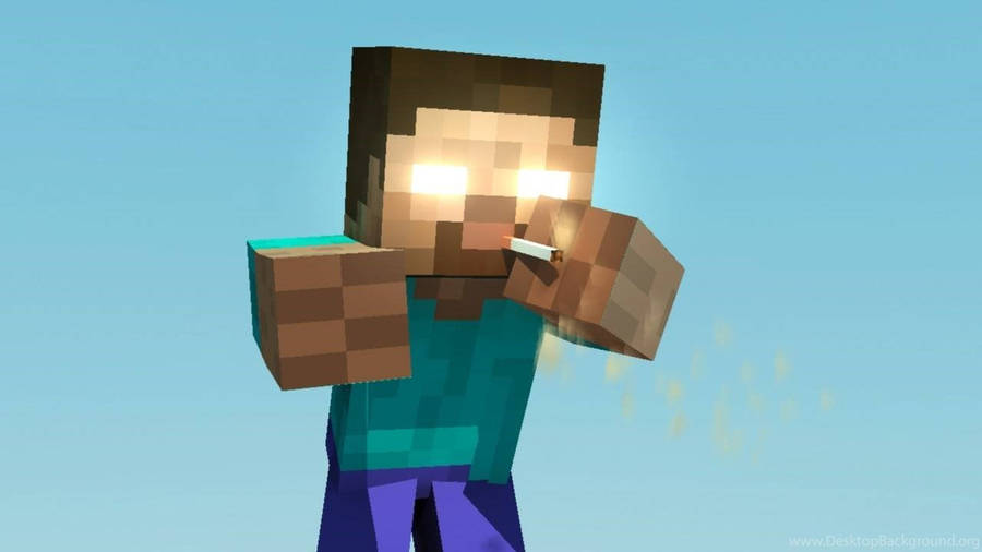 Herobrine Sky Blue Background Wallpaper