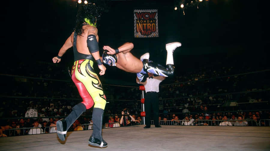 High Flying Wrestling Kick Wallpaper