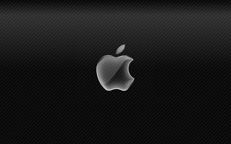 High-tech Apple Logo On Carbon Fiber Wallpaper