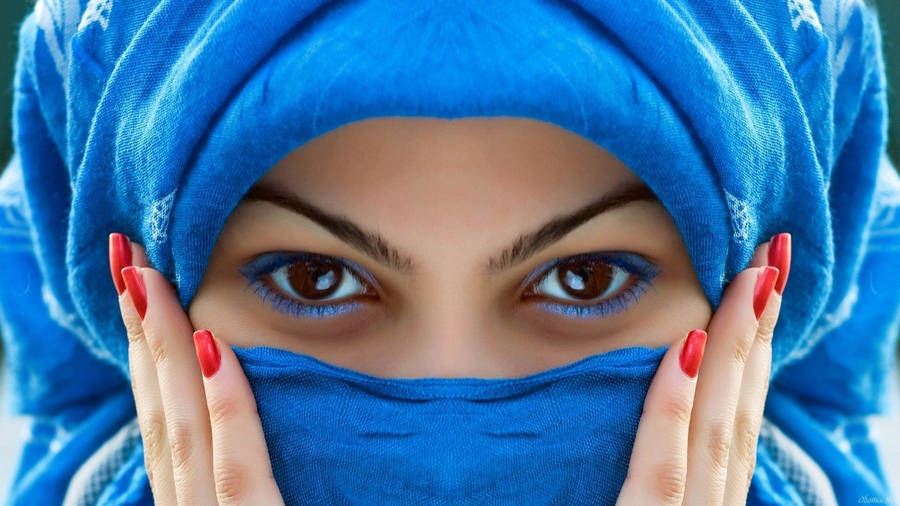 Hijab Girl Blue Aesthetic Wallpaper
