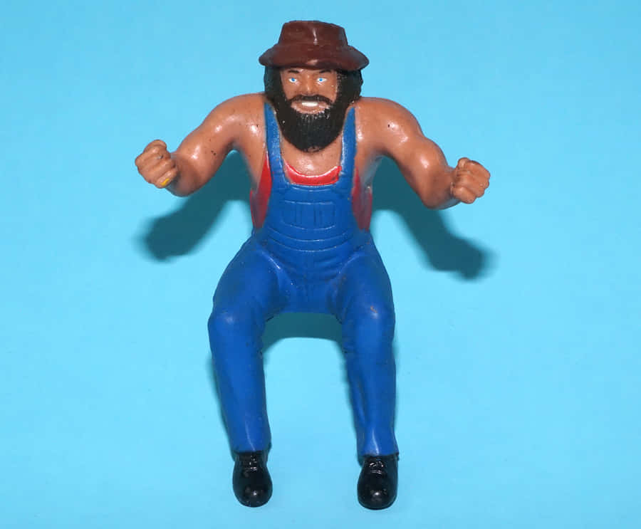 Hillbilly Jim Wrestling Figure Blue Background Wallpaper