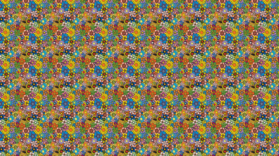 Hippie Coloured Cluster Of Flowers Wallpaper