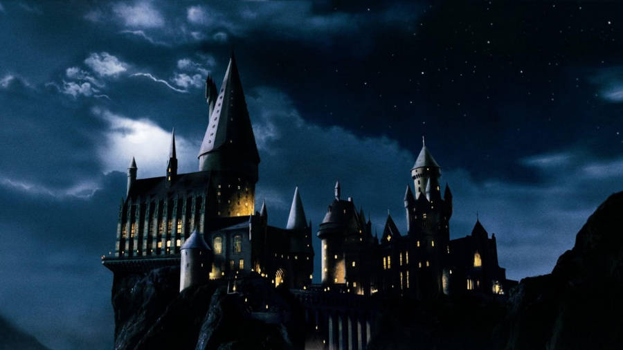 Hogwarts At Night With Lights Harry Potter Ipad Wallpaper