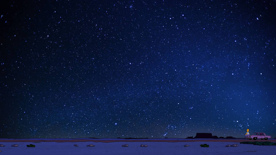 Homer Simpson Appreciating The Beauty Of The Night Sky Wallpaper
