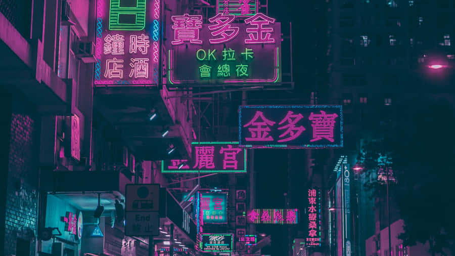 Hongkong Neon Lights Tumblr Laptop Wallpaper