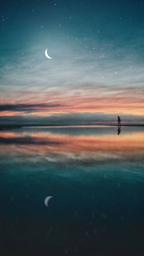 Horizon Moon Beach Night Wallpaper