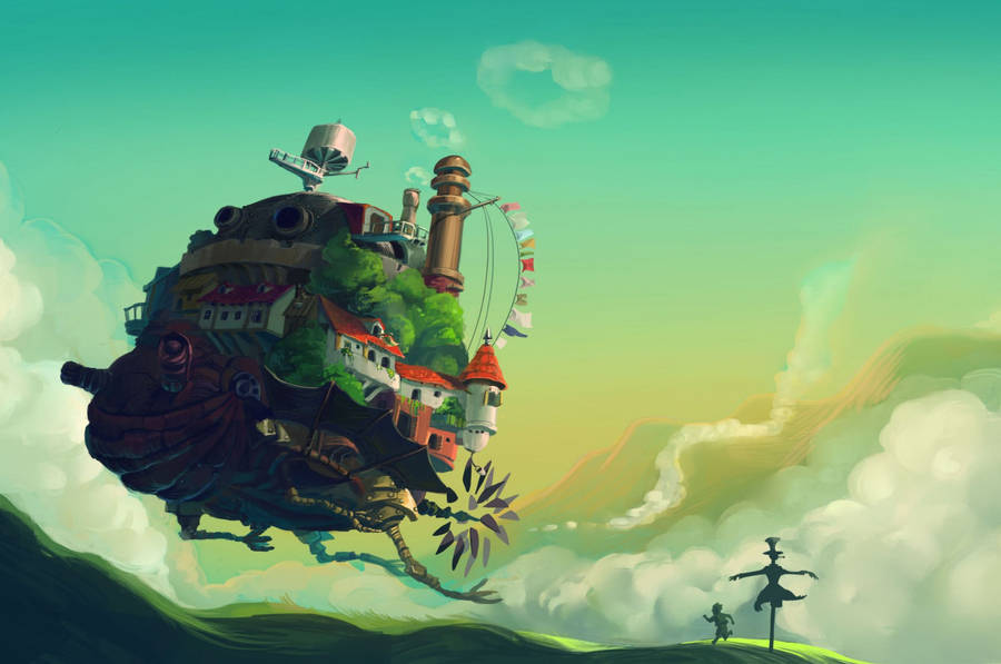 Howl's Moving Castle Illustration Art Wallpaper