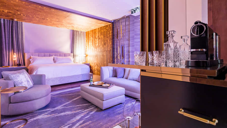 Huge Fancy Interior Hotel Room Wallpaper