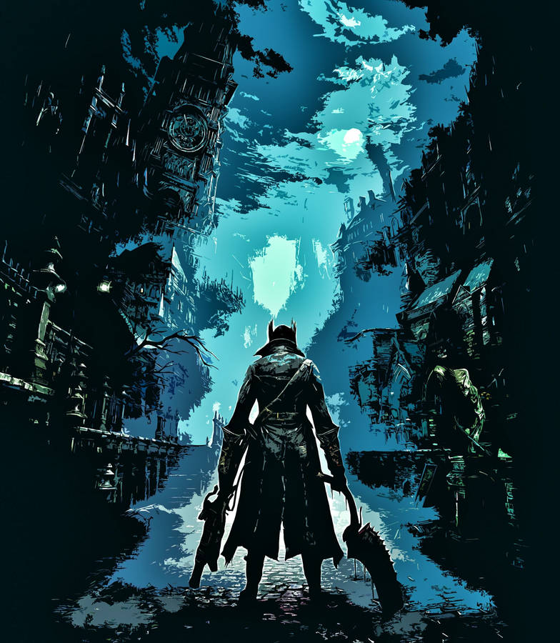 Hunting The Ancient Evil - Be The Hunter And Defeat Your Enemies In The Blue Edition Of Bloodborne Wallpaper