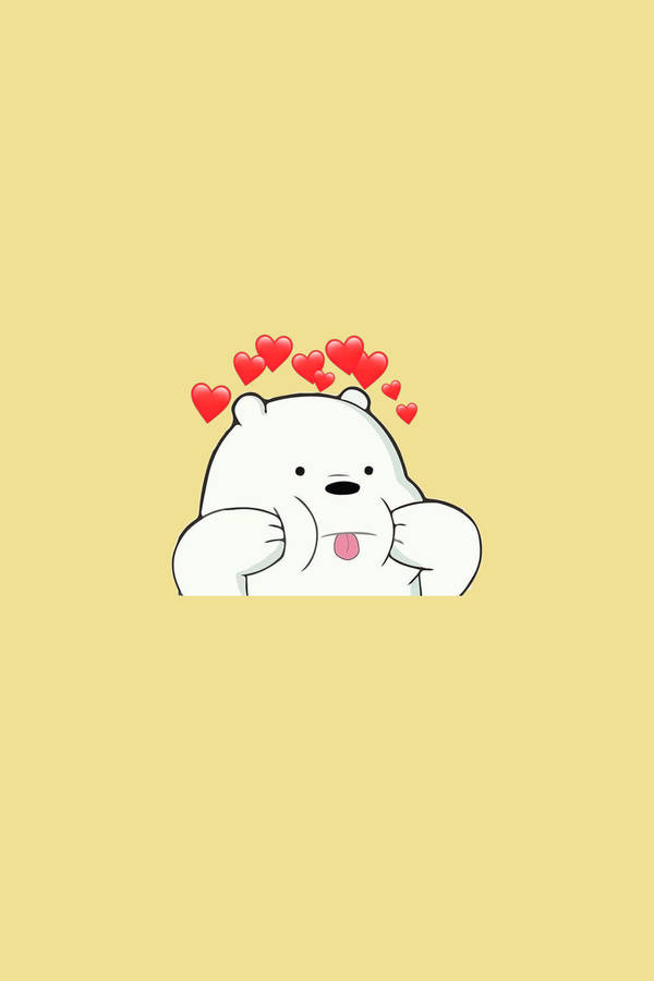 Ice Bear Cartoon Red Hearts Crown Wallpaper