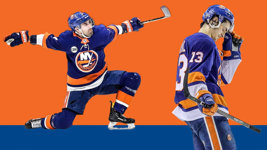 Ice Hockey Players Mathew Barzal And Jordan Eberle Graphic Design Wallpaper